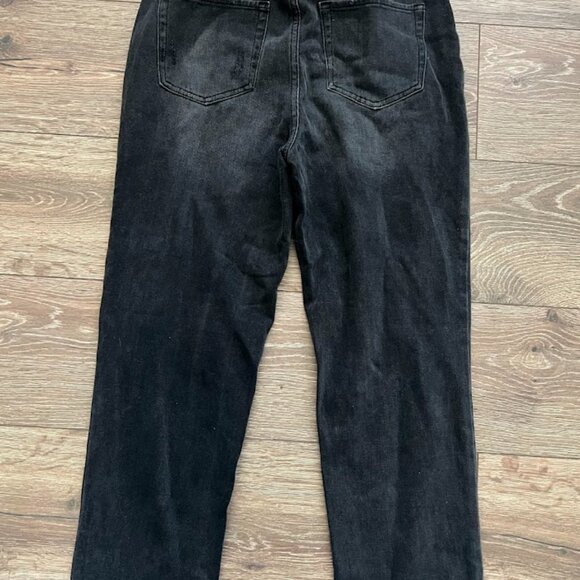 PACSUN Black High Rise Distressed Straight Leg Denim Jeans Size 27 - Picture 6 of 13